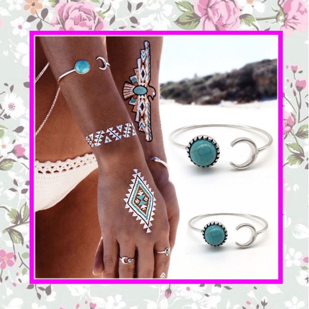 🌸 MOON CRESCENT HORN CUFF BRACELET SUN BOHEMIAN